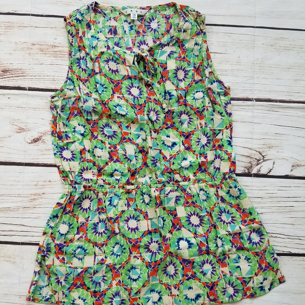CAbi Kaleidoscope Print Tank Top Sleeveless Shirt